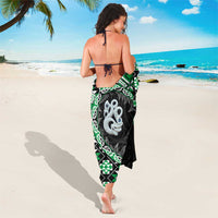 Green Taniko Motif Aotearoa Manaia and Silver Fern Sarong