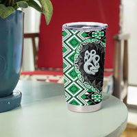 Green Taniko Motif Aotearoa Manaia and Silver Fern Tumbler Cup LT03 - Polynesian Pride