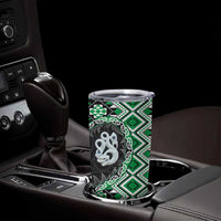 Green Taniko Motif Aotearoa Manaia and Silver Fern Tumbler Cup LT03 - Polynesian Pride