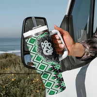 Green Taniko Motif Aotearoa Manaia and Silver Fern Tumbler With Handle LT03 - Polynesian Pride