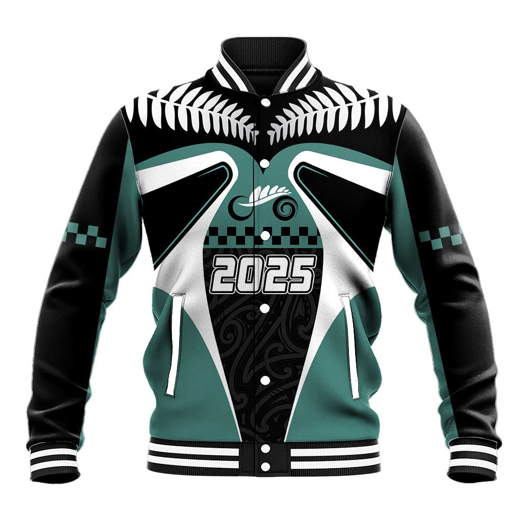 Custom New Zealand Bicycle 2025 Baseball Jacket LT03 Unisex Black-Teal - Polynesian Pride