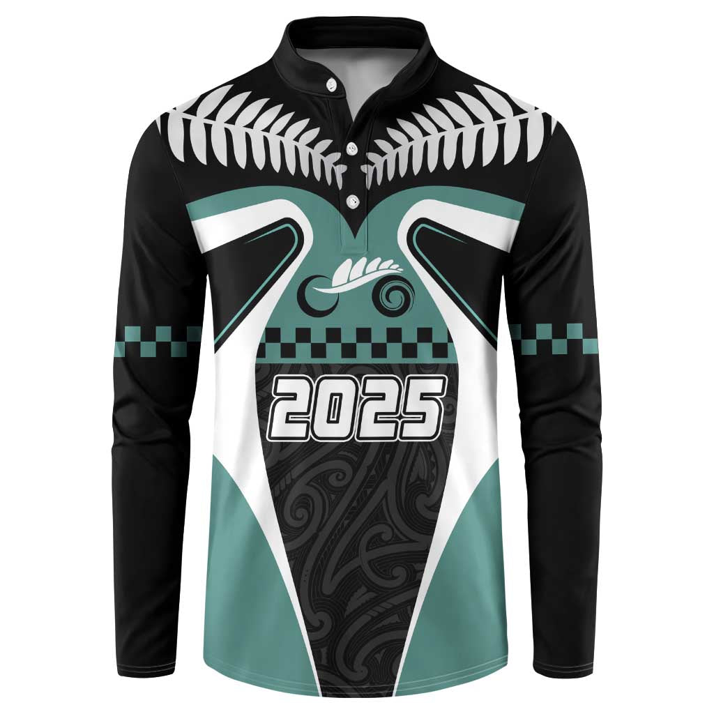 Custom New Zealand Bicycle 2025 Button Sweatshirt LT03 Black-Teal - Polynesian Pride