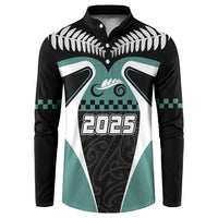 Custom New Zealand Bicycle 2025 Button Sweatshirt LT03 Black-Teal - Polynesian Pride