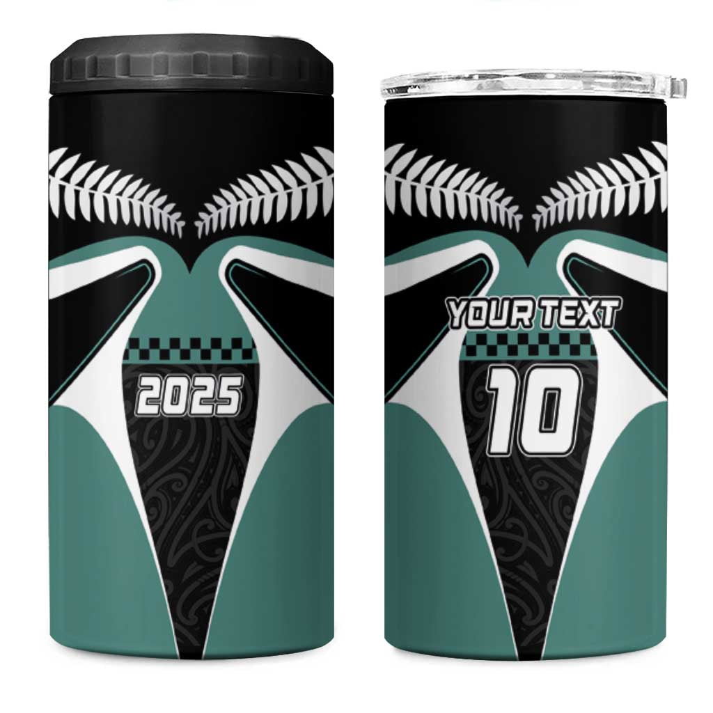 Custom New Zealand Bicycle 2025 4 in 1 Can Cooler Tumbler LT03 One Size: 16 oz Black-Teal - Polynesian Pride