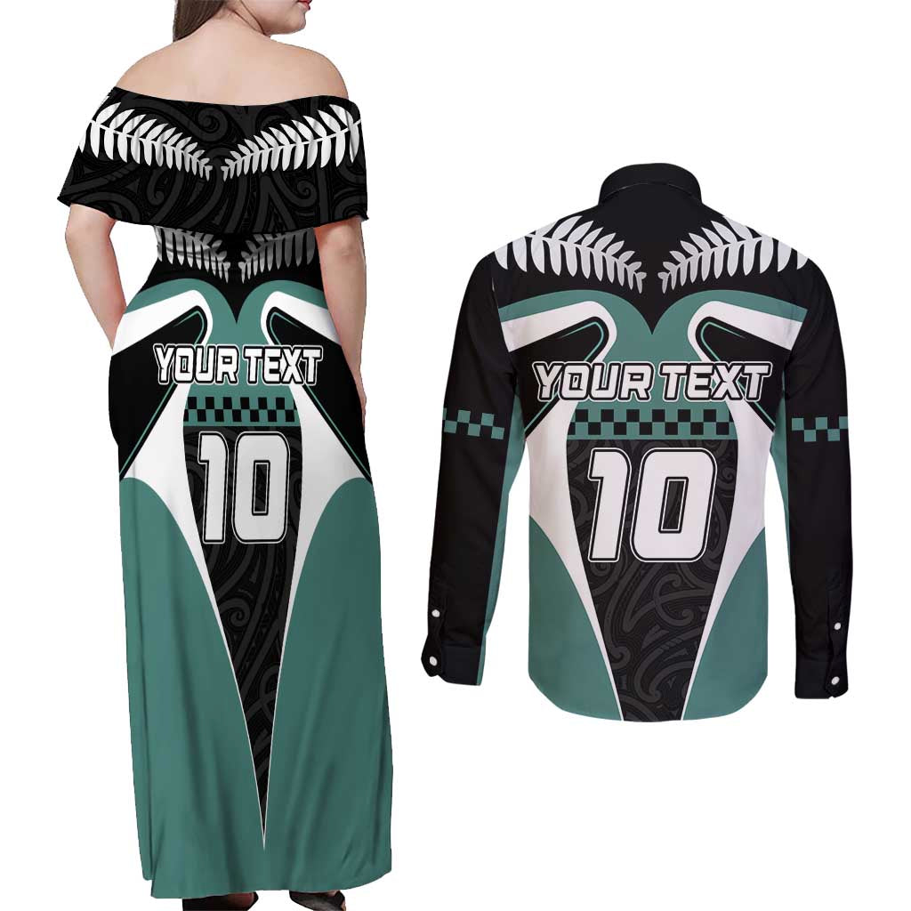 Custom New Zealand Bicycle 2025 Couples Matching Off Shoulder Maxi Dress and Long Sleeve Button Shirt LT03 - Polynesian Pride