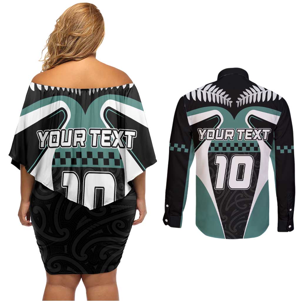 Custom New Zealand Bicycle 2025 Couples Matching Off Shoulder Short Dress and Long Sleeve Button Shirt LT03 - Polynesian Pride