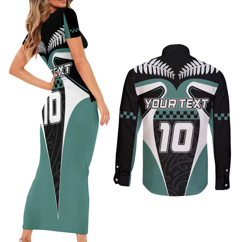 Custom New Zealand Bicycle 2025 Couples Matching Short Sleeve Bodycon Dress and Long Sleeve Button Shirt