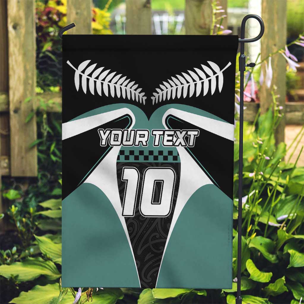 Custom New Zealand Bicycle 2025 Garden Flag LT03 Garden Flag Black-Teal - Polynesian Pride