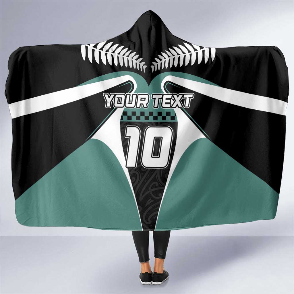 Custom New Zealand Bicycle 2025 Hooded Blanket LT03 One Size Black-Teal - Polynesian Pride