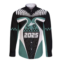 Custom New Zealand Bicycle 2025 Long Sleeve Button Shirt LT03 Unisex Black-Teal - Polynesian Pride