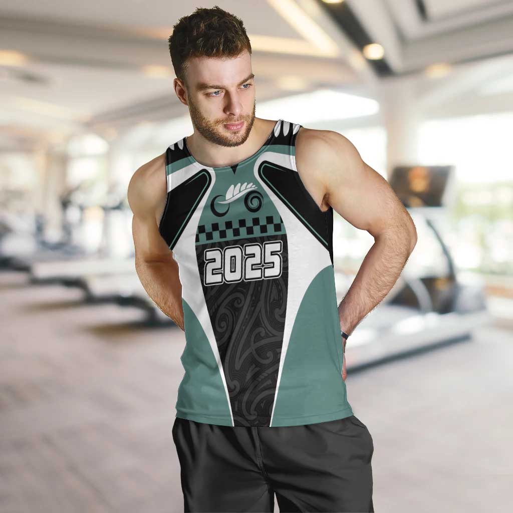 Custom New Zealand Bicycle 2025 Men Tank Top LT03 Black-Teal - Polynesian Pride