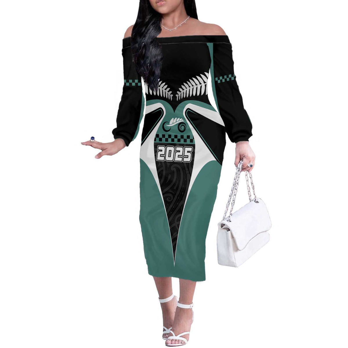 Custom New Zealand Bicycle 2025 Off The Shoulder Long Sleeve Dress