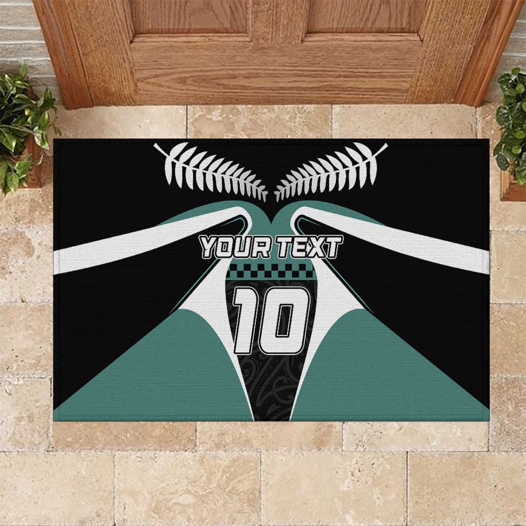 Custom New Zealand Bicycle 2025 Rubber Doormat LT03 Black-Teal - Polynesian Pride