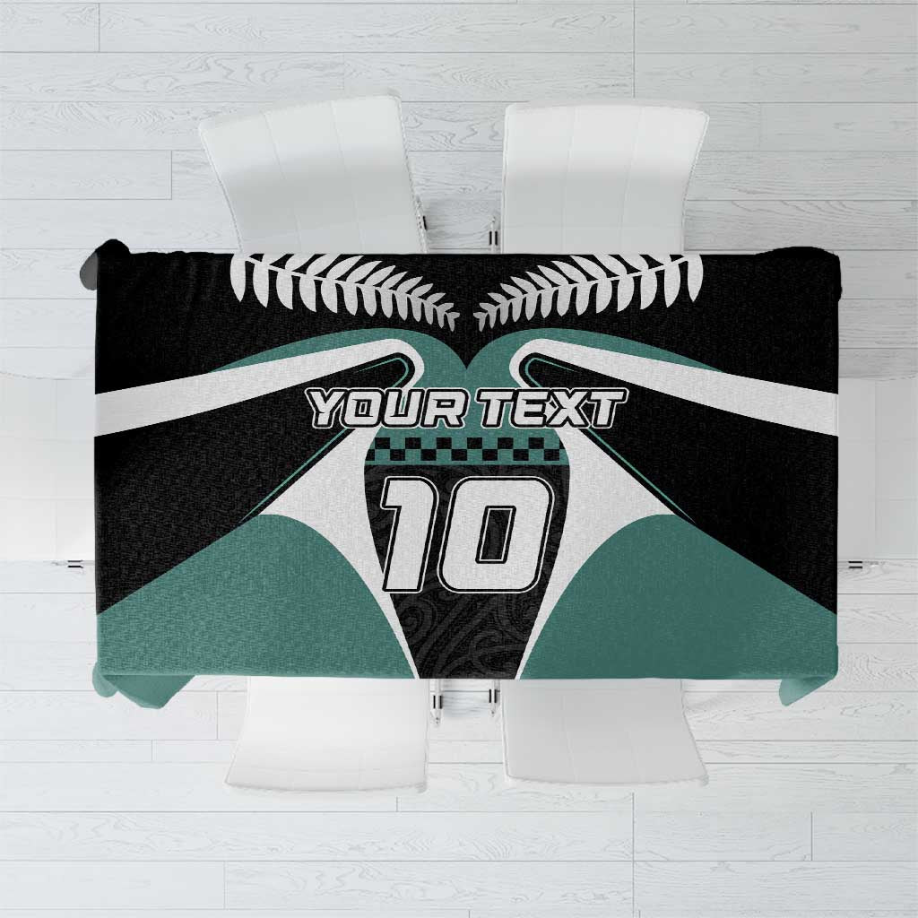 Custom New Zealand Bicycle 2025 Tablecloth LT03 Black-Teal - Polynesian Pride