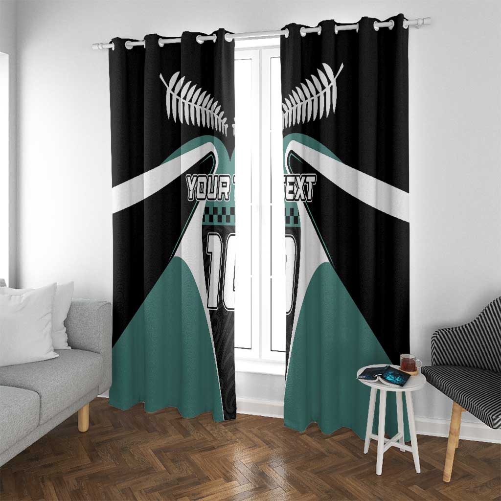 Custom New Zealand Bicycle 2025 Window Curtain LT03 With Grommets Black-Teal - Polynesian Pride