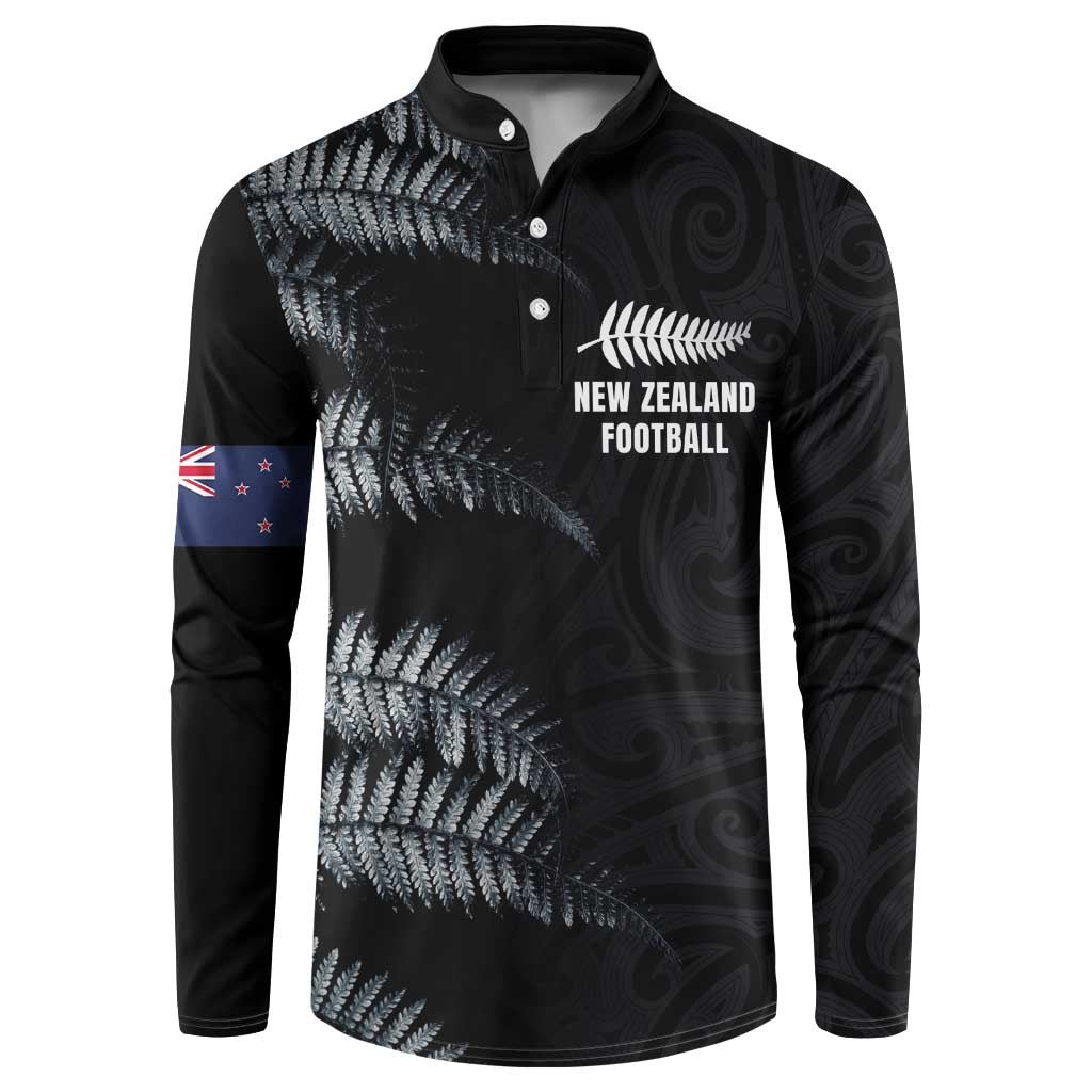Custom New Zealand Football-Towards World Cup 2026 Button Sweatshirt LT03 Black - Polynesian Pride