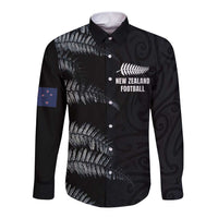 Custom New Zealand Football-Towards World Cup 2026 Long Sleeve Button Shirt LT03 Unisex Black - Polynesian Pride