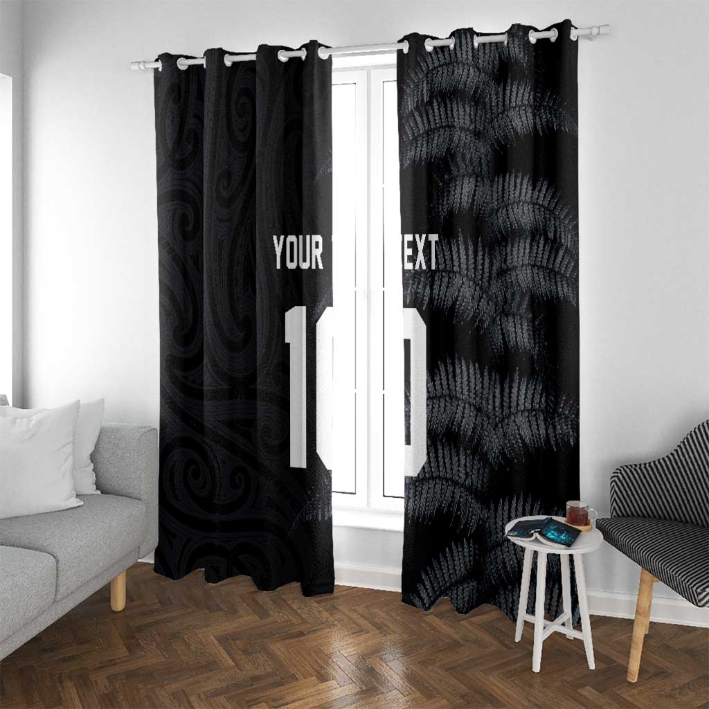 Custom New Zealand Football-Towards World Cup 2026 Window Curtain LT03 With Grommets Black - Polynesian Pride