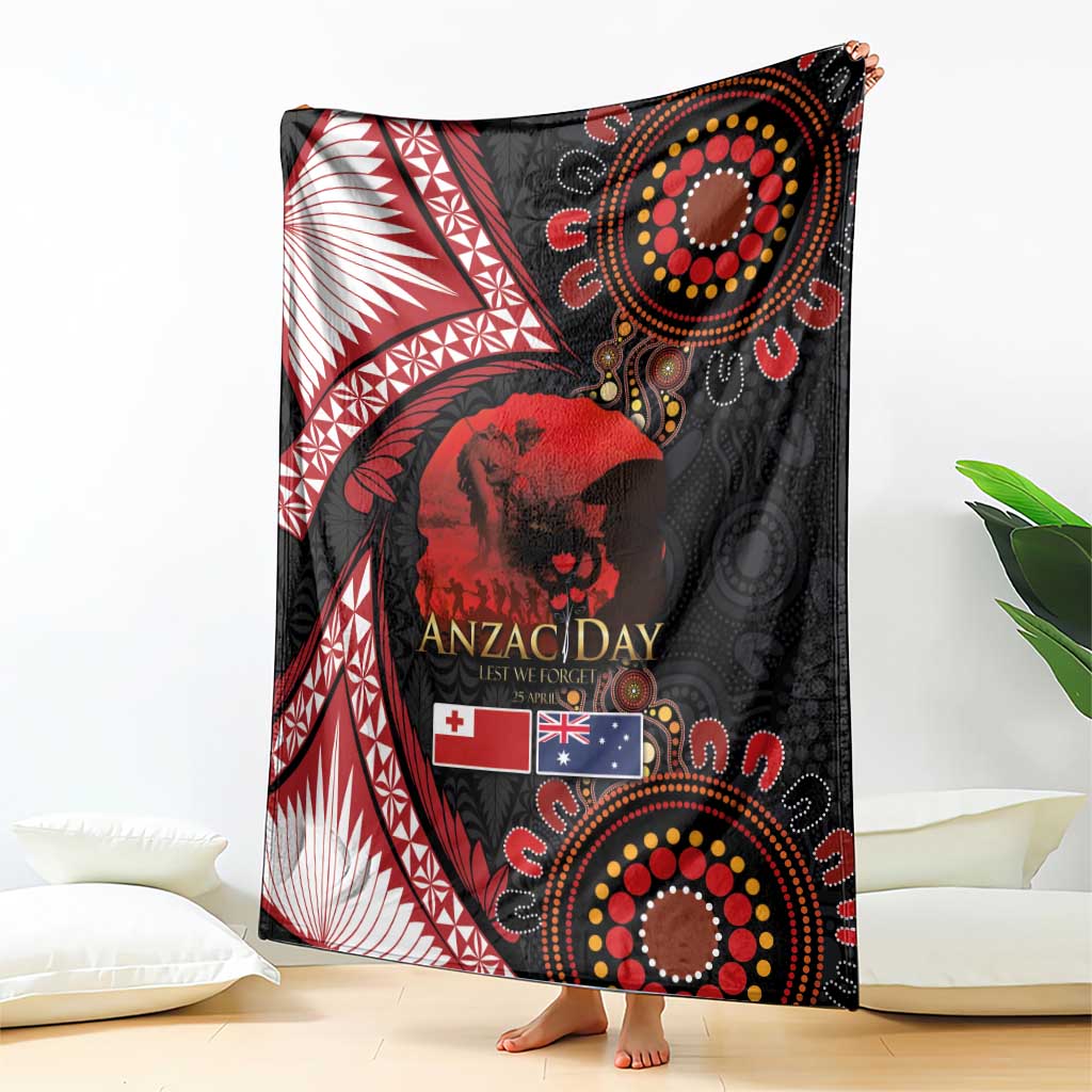 Tonga and Australia ANZAC Day Blanket Aboriginal and Ngatu Art Pattern - Gallipoli Lest We Forget LT03 - Polynesian Pride