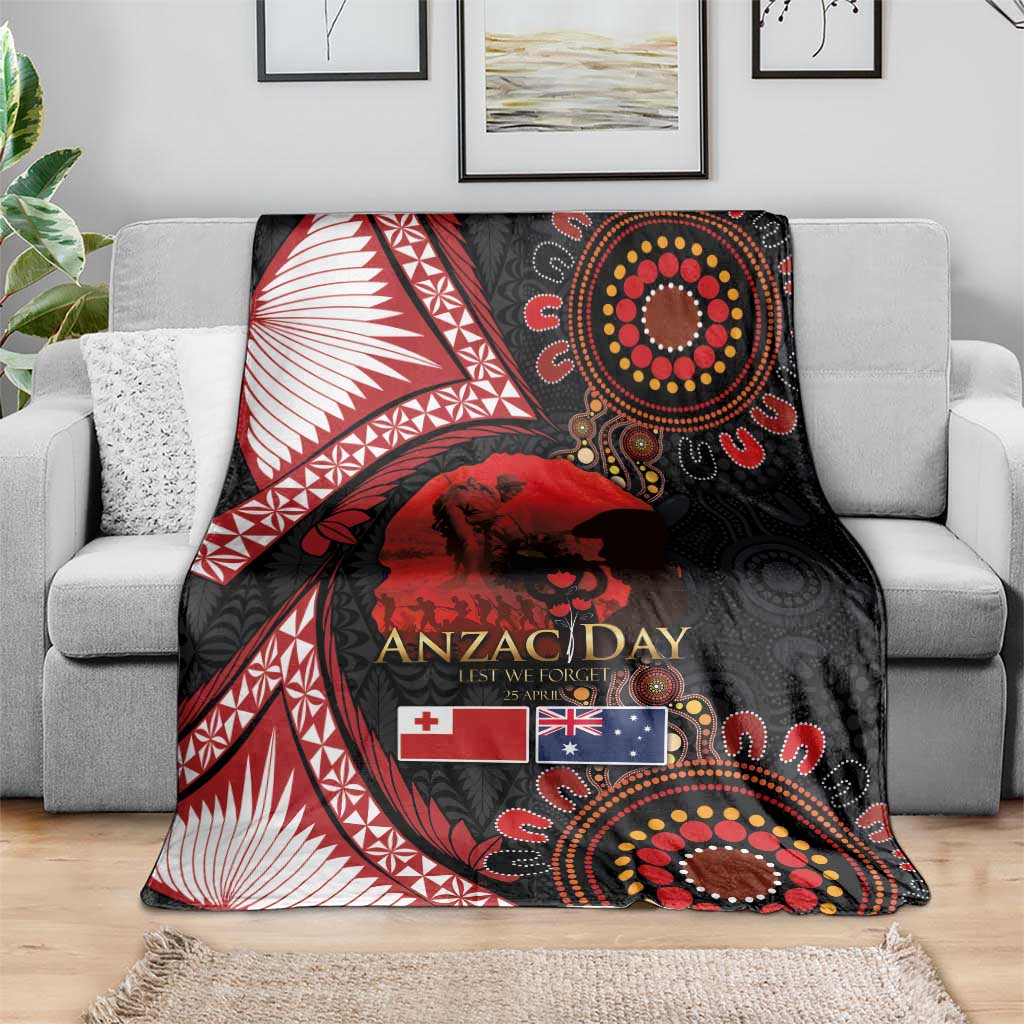 Tonga and Australia ANZAC Day Blanket Aboriginal and Ngatu Art Pattern - Gallipoli Lest We Forget LT03 - Polynesian Pride