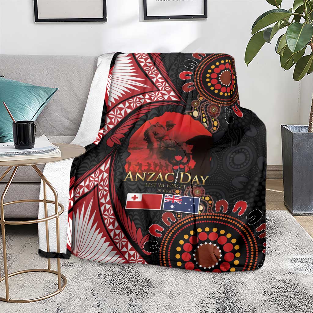 Tonga and Australia ANZAC Day Blanket Aboriginal and Ngatu Art Pattern - Gallipoli Lest We Forget LT03 - Polynesian Pride