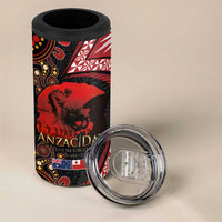 Tonga and Australia ANZAC Day 4 in 1 Can Cooler Tumbler Aboriginal and Ngatu Art Pattern - Gallipoli Lest We Forget LT03 - Polynesian Pride