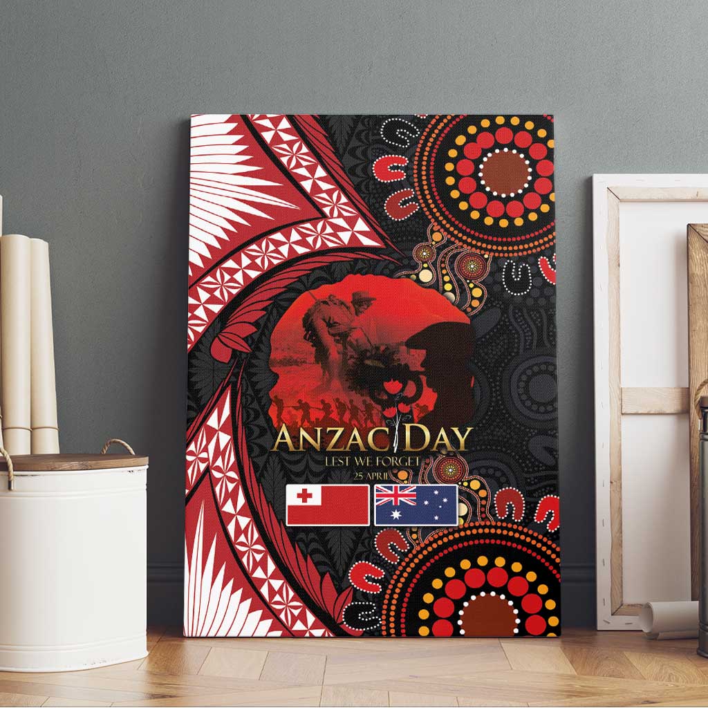 Tonga and Australia ANZAC Day Canvas Wall Art Aboriginal and Ngatu Art Pattern - Gallipoli Lest We Forget LT03 - Polynesian Pride