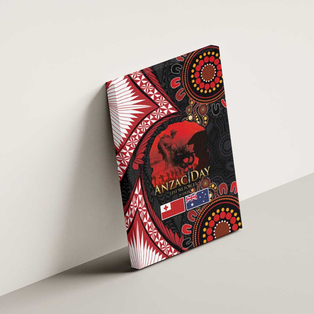 Tonga and Australia ANZAC Day Canvas Wall Art Aboriginal and Ngatu Art Pattern - Gallipoli Lest We Forget LT03 - Polynesian Pride