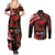 Tonga and Australia ANZAC Day Couples Matching Summer Maxi Dress and Long Sleeve Button Shirt Aboriginal and Ngatu Art Pattern - Gallipoli Lest We Forget