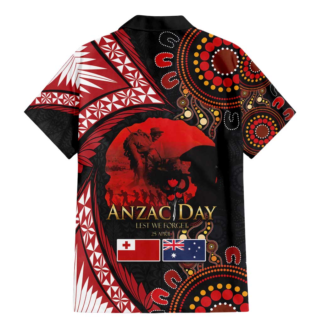 Tonga and Australia ANZAC Day Family Matching Mermaid Dress and Hawaiian Shirt Aboriginal and Ngatu Art Pattern - Gallipoli Lest We Forget