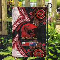 Tonga and Australia ANZAC Day Garden Flag Aboriginal and Ngatu Art Pattern - Gallipoli Lest We Forget LT03 Garden Flag Black - Polynesian Pride