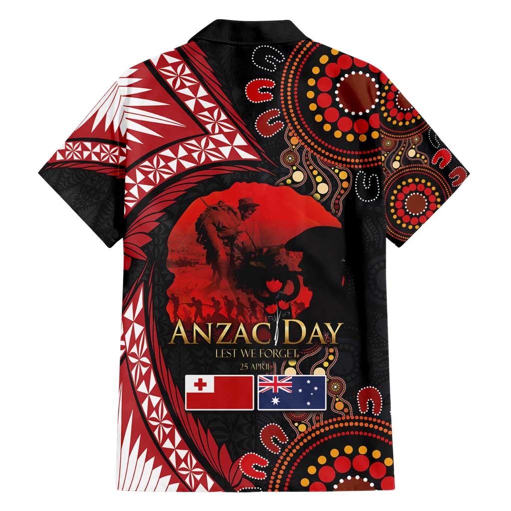 Tonga and Australia ANZAC Day Hawaiian Shirt Aboriginal and Ngatu Art Pattern - Gallipoli Lest We Forget LT03 - Polynesian Pride