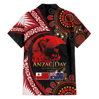 Tonga and Australia ANZAC Day Hawaiian Shirt Aboriginal and Ngatu Art Pattern - Gallipoli Lest We Forget LT03 - Polynesian Pride