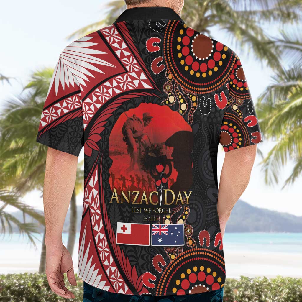 Tonga and Australia ANZAC Day Hawaiian Shirt Aboriginal and Ngatu Art Pattern - Gallipoli Lest We Forget LT03 - Polynesian Pride