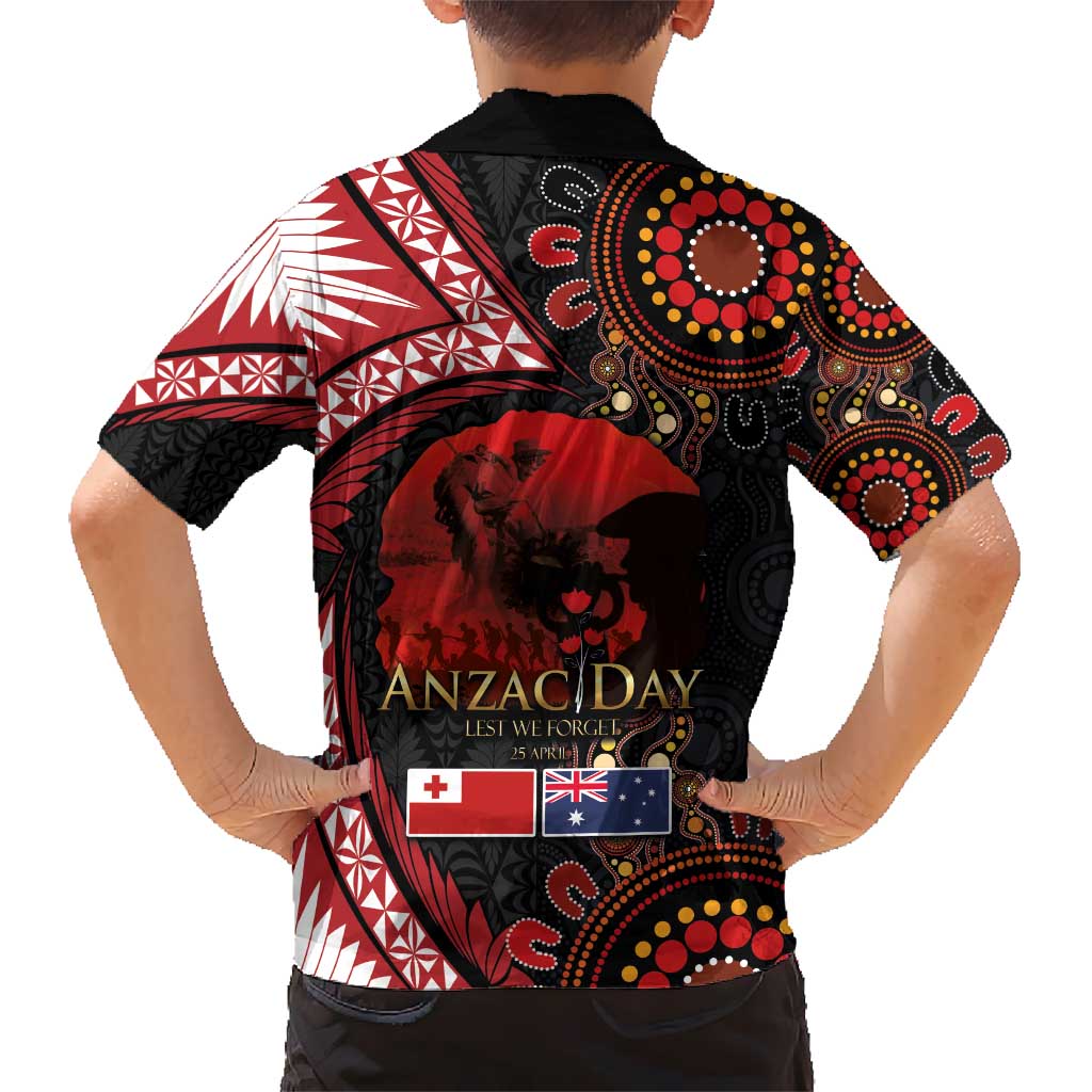 Tonga and Australia ANZAC Day Hawaiian Shirt Aboriginal and Ngatu Art Pattern - Gallipoli Lest We Forget LT03 - Polynesian Pride