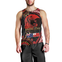 Tonga and Australia ANZAC Day Men Tank Top Aboriginal and Ngatu Art Pattern - Gallipoli Lest We Forget LT03 - Polynesian Pride