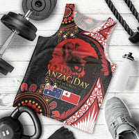 Tonga and Australia ANZAC Day Men Tank Top Aboriginal and Ngatu Art Pattern - Gallipoli Lest We Forget LT03 - Polynesian Pride