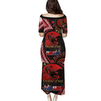 Tonga and Australia ANZAC Day Puletasi Aboriginal and Ngatu Art Pattern - Gallipoli Lest We Forget LT03 - Polynesian Pride