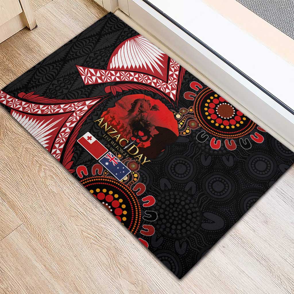 Tonga and Australia ANZAC Day Rubber Doormat Aboriginal and Ngatu Art Pattern - Gallipoli Lest We Forget LT03 - Polynesian Pride