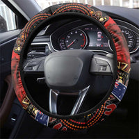 Tonga and Australia ANZAC Day Steering Wheel Cover Aboriginal and Ngatu Art Pattern - Gallipoli Lest We Forget LT03 - Polynesian Pride