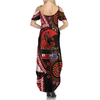 Tonga and Australia ANZAC Day Summer Maxi Dress Aboriginal and Ngatu Art Pattern - Gallipoli Lest We Forget LT03 - Polynesian Pride