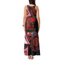 Tonga and Australia ANZAC Day Tank Maxi Dress Aboriginal and Ngatu Art Pattern - Gallipoli Lest We Forget LT03 - Polynesian Pride
