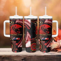 Tonga and Australia ANZAC Day Tumbler With Handle Aboriginal and Ngatu Art Pattern - Gallipoli Lest We Forget LT03 - Polynesian Pride