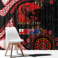Tonga and Australia ANZAC Day Window Curtain Aboriginal and Ngatu Art Pattern - Gallipoli Lest We Forget LT03 - Polynesian Pride