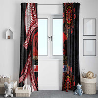 Tonga and Australia ANZAC Day Window Curtain Aboriginal and Ngatu Art Pattern - Gallipoli Lest We Forget LT03 - Polynesian Pride