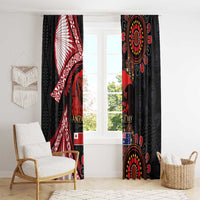 Tonga and Australia ANZAC Day Window Curtain Aboriginal and Ngatu Art Pattern - Gallipoli Lest We Forget LT03 - Polynesian Pride