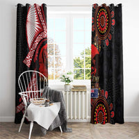 Tonga and Australia ANZAC Day Window Curtain Aboriginal and Ngatu Art Pattern - Gallipoli Lest We Forget LT03 - Polynesian Pride
