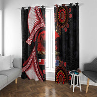 Tonga and Australia ANZAC Day Window Curtain Aboriginal and Ngatu Art Pattern - Gallipoli Lest We Forget LT03 With Grommets Black - Polynesian Pride