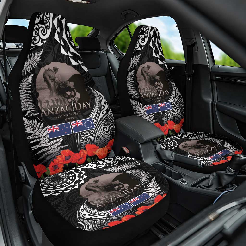 New Zealand and Cook Islands ANZAC Day Car Seat Cover Gallipoli Lest We Forget Tatau Art Tribal and Maori Tattoo with Fern