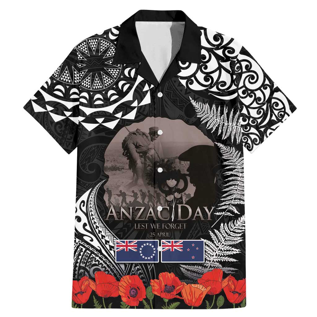 New Zealand and Cook Islands ANZAC Day Family Matching Mermaid Dress and Hawaiian Shirt Gallipoli Lest We Forget Tatau Art Tribal and Maori Tattoo with Fern